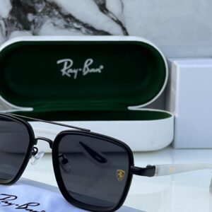RAYBAN FERRARI BLACK TO BLACK LENS WHITE STICK