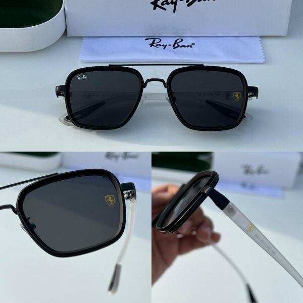RAYBAN FERRARI BLACK TO BLACK LENS WHITE STICK - Image 6